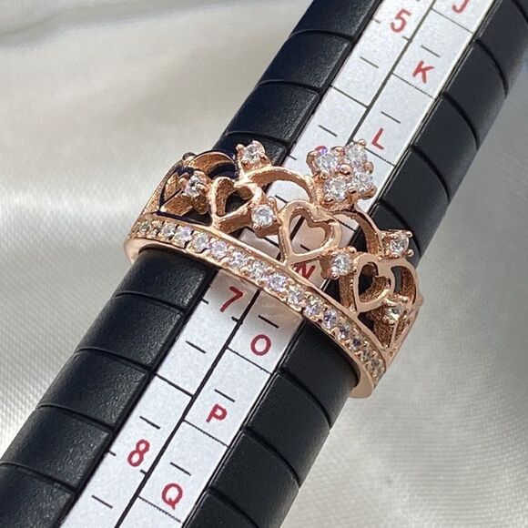 💛 925 Rose Gold Plated CZ Crown Ring - Picture 4 of 4